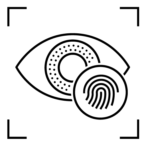 Icon eye with fingerprint in front of it.